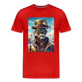 Steampunk Paysage D’hiver Zombie 1.17 - T-shirt bio Premium Homme - rouge - Devant - Damien (186cm)