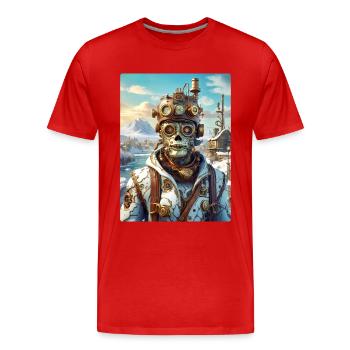 Steampunk Paysage D’hiver Zombie 1.20 - T-shirt bio Premium Homme - rouge - Devant - Damien (186cm)