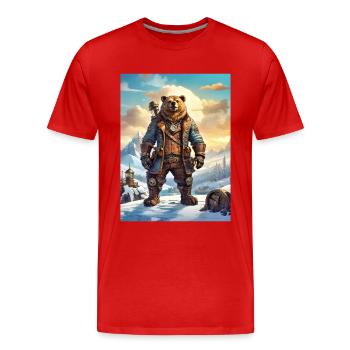 Steampunk Winter Landscape Bear 1.1 - Men's Premium Organic T-Shirt - red - Front - Damien (186cm)
