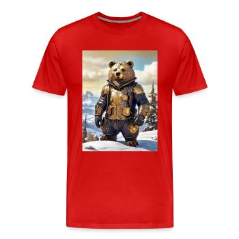 Steampunk Winter Landscape Bear 1.3 - Men's Premium Organic T-Shirt - red - Front - Damien (186cm)