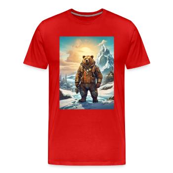 Steampunk Winter Landscape Bear 1.9 - Men's Premium Organic T-Shirt - red - Front - Damien (186cm)