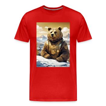 Steampunk Winter Landscape Bear 1.11 - Men's Premium Organic T-Shirt - red - Front - Damien (186cm)