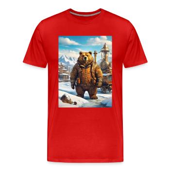 Steampunk Winterlandschaft Bär 1.12 - Männer Premium Bio T-Shirt - Rot - Vorne - Damien (186cm)