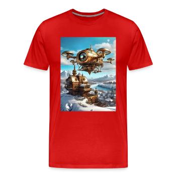 Steampunk Winter Landscape Drone 1.5 - Men's Premium Organic T-Shirt - red - Front - Damien (186cm)