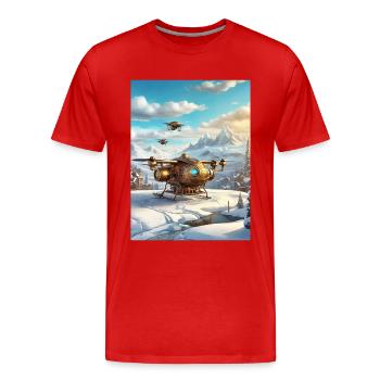 Steampunk Winter Landscape Drone 1.6 - Men's Premium Organic T-Shirt - red - Front - Damien (186cm)
