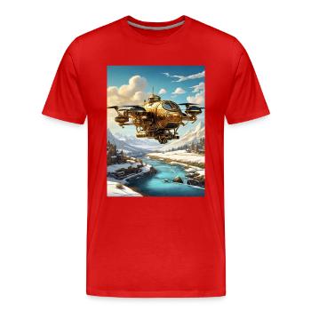 Steampunk Winter Landscape Drone 1.2 - Men's Premium Organic T-Shirt - red - Front - Damien (186cm)