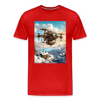 Steampunk Winter Landscape Drone 1.4 - Men's Premium Organic T-Shirt - red - Front - Damien (186cm)