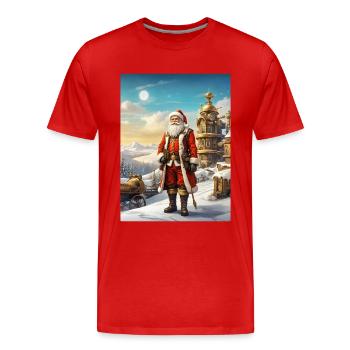Père Noël Steampunk Winter Wonderland 1.5 - T-shirt bio Premium Homme - rouge - Devant - Damien (186cm)