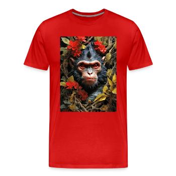 Gruselige Pflanzen Affe 1.14 - Männer Premium Bio T-Shirt - Rot - Vorne - Damien (186cm)