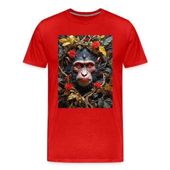 Gruselige Pflanzen Affe 1.4 - Männer Premium Bio T-Shirt - Rot - Vorne - Damien (186cm)