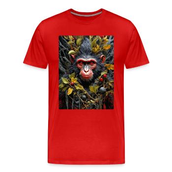 Gruselige Pflanzen Affe 1.8 - Männer Premium Bio T-Shirt - Rot - Vorne - Damien (186cm)