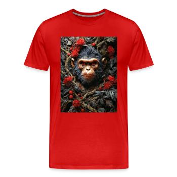Gruselige Pflanzen Affe 1.12 - Männer Premium Bio T-Shirt - Rot - Vorne - Damien (186cm)