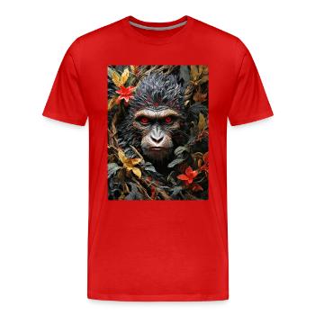 Gruselige Pflanzen Affe 1.15 - Männer Premium Bio T-Shirt - Rot - Vorne - Damien (186cm)