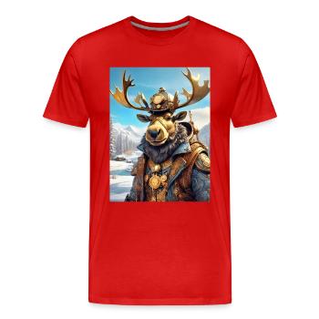 Steampunk Winter Wonderland Moose 1.3 - Men's Premium Organic T-Shirt - red - Front - Damien (186cm)
