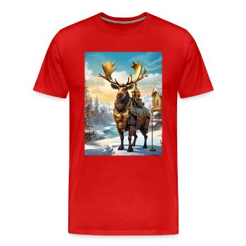 Steampunk Winter Wonderland Moose 1.9 - Men's Premium Organic T-Shirt - red - Front - Damien (186cm)