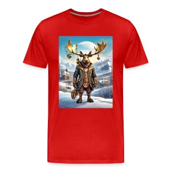 Steampunk Winter Wonderland Moose 1.7 - Men's Premium Organic T-Shirt - red - Front - Damien (186cm)