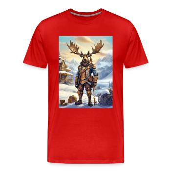 Steampunk Winter Landscape Moose 1.10 - Men's Premium Organic T-Shirt - red - Front - Damien (186cm)