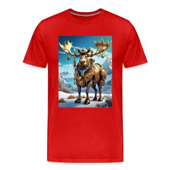 Steampunk Winter Wonderland Moose 1.5 - Men's Premium Organic T-Shirt - red - Front - Damien (186cm)