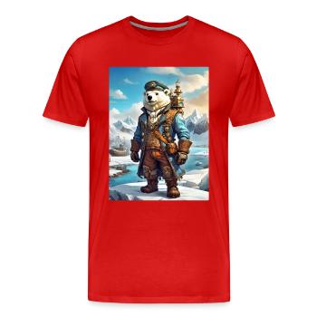 Steampunk Winter Landscape Polar Bear 1.4 - Men's Premium Organic T-Shirt - red - Front - Damien (186cm)