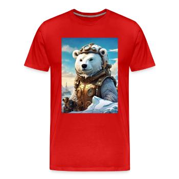 Steampunk Winter Landscape Polar Bear 1.7 - Men's Premium Organic T-Shirt - red - Front - Damien (186cm)