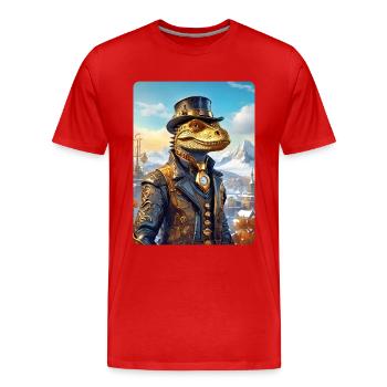 Steampunk Winterlandschaft Dino 1.7 - Männer Premium Bio T-Shirt - Rot - Vorne - Damien (186cm)
