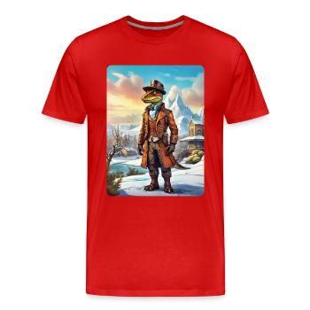 Steampunk Winterlandschaft Dino 1.4 - Männer Premium Bio T-Shirt - Rot - Vorne - Damien (186cm)