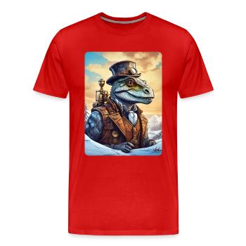 Steampunk Winterlandschaft Dino 1.13 - Männer Premium Bio T-Shirt - Rot - Vorne - Damien (186cm)