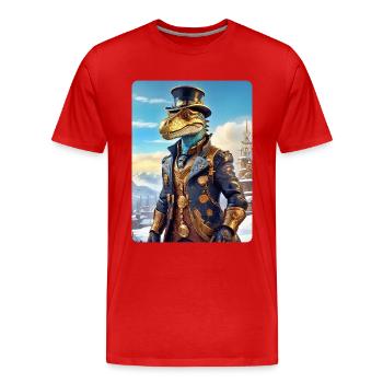 Steampunk Winterlandschaft Dino 1.5 - Männer Premium Bio T-Shirt - Rot - Vorne - Damien (186cm)