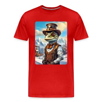 Steampunk Winterlandschaft Dino 1.16 - Männer Premium Bio T-Shirt - Rot - Vorne - Damien (186cm)
