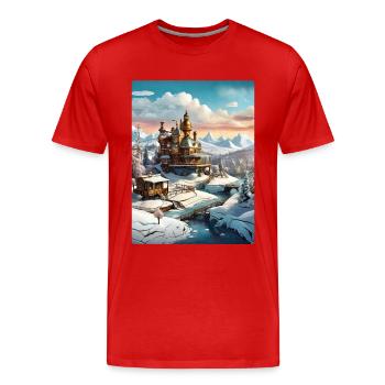 Paysage d’hiver steampunk 1.15 - T-shirt bio Premium Homme - rouge - Devant - Damien (186cm)