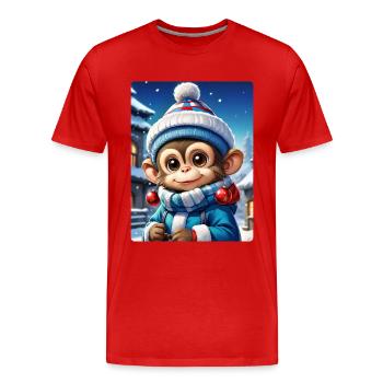 Anime Winterlandschaft Affe 1.5 - Männer Premium Bio T-Shirt - Rot - Vorne - Damien (186cm)