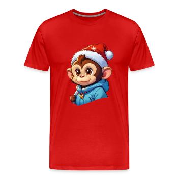 Anime Winterlandschaft Affe 1.4 - Männer Premium Bio T-Shirt - Rot - Vorne - Damien (186cm)