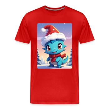 Anime Winterlandschaft Dino 1.1 - Männer Premium Bio T-Shirt - Rot - Vorne - Damien (186cm)