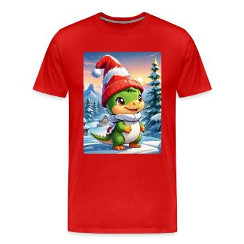 Anime Winterlandschaft Dino 1.6 - Männer Premium Bio T-Shirt - Rot - Vorne - Damien (186cm)