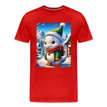 Anime Winterlandschaft Dino 1.5 - Männer Premium Bio T-Shirt - Rot - Vorne - Damien (186cm)