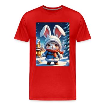 Anime Winterlandschaft Hase 1.2 - Männer Premium Bio T-Shirt - Rot - Vorne - Damien (186cm)