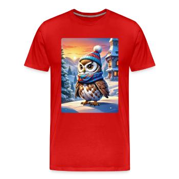 Anime Winterlandschaft Eule 1.9 - Männer Premium Bio T-Shirt - Rot - Vorne - Damien (186cm)