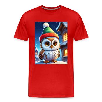 Anime Winterlandschaft Eule 1.1 - Männer Premium Bio T-Shirt - Rot - Vorne - Damien (186cm)