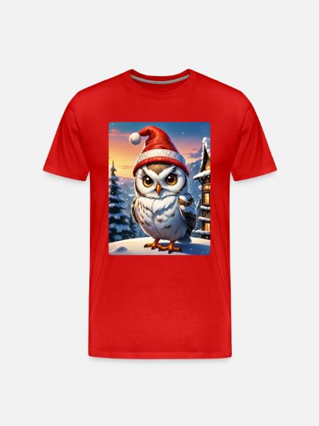 Anime Winterlandschaft Eule 1.2 - Männer Premium Bio T-Shirt - Rot