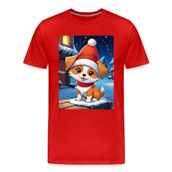 Anime Winterlandschaft Hund 1.3 - Männer Premium Bio T-Shirt - Rot - Vorne - Damien (186cm)