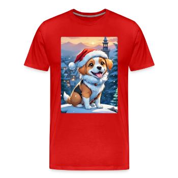 Anime Winterlandschaft Hund 1.8 - Männer Premium Bio T-Shirt - Rot - Vorne - Damien (186cm)