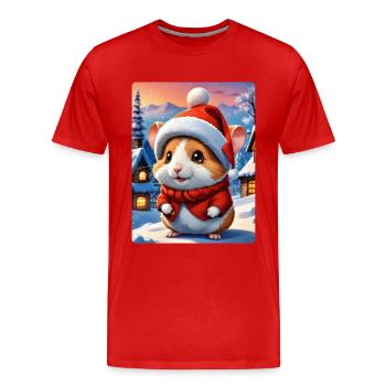 Anime Paysage D’hiver Hamster 1.2 - T-shirt bio Premium Homme - rouge - Devant - Damien (186cm)