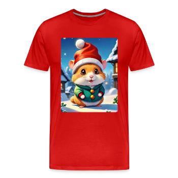 Anime Paysage D’hiver Hamster 1.6 - T-shirt bio Premium Homme - rouge - Devant - Damien (186cm)