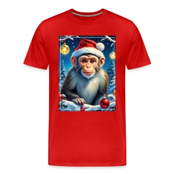 Singe Paysage D’hiver 1.1 - T-shirt bio Premium Homme - rouge - Devant - Damien (186cm)