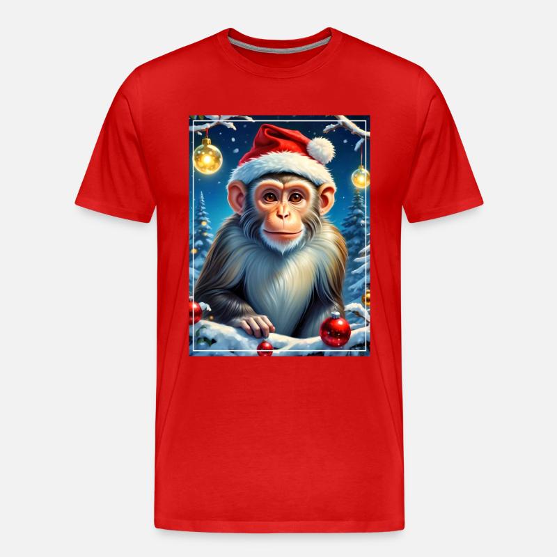 Winterlandschaft Monkey 1.1 - Männer Premium Bio T-Shirt - Rot