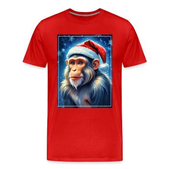 Singe Paysage D’hiver 1.4 - T-shirt bio Premium Homme - rouge - Devant - Damien (186cm)