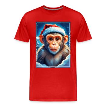 Singe Paysage D’hiver 1.17 - T-shirt bio Premium Homme - rouge - Devant - Damien (186cm)