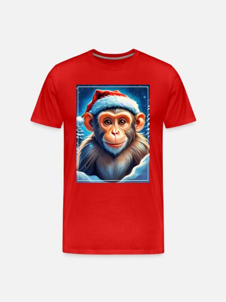 Winter Landscape Monkey 1.17 - Men's Premium Organic T-Shirt - red