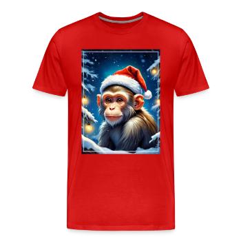 Singe Paysage D’hiver 1.8 - T-shirt bio Premium Homme - rouge - Devant - Damien (186cm)