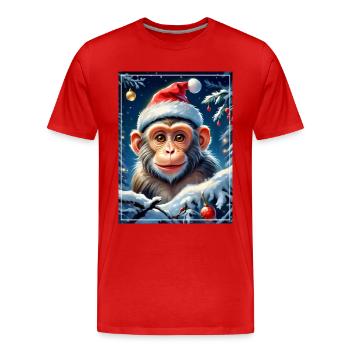 Singe Paysage D’hiver 1.12 - T-shirt bio Premium Homme - rouge - Devant - Damien (186cm)